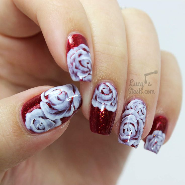 rose nail art tutorial